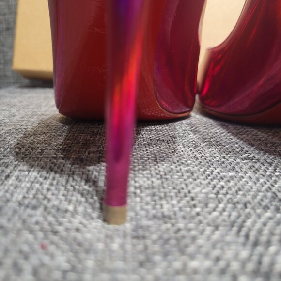 BRAND NEW LOUBOUTIN Metallic Pink Patent Hot Chick 100 Pump IT 38 New &Box &Bag - Picture 5 of 16